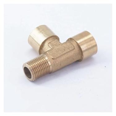 Imagem de 2 peças 1/10.2 cm fêmea-fêmea-macho 3 vias latão conector de encaixe de tubulação água combustível gás