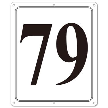 Imagem de i-CowFun Placa numerada de metal premium ao ar livre, refletiva 30,5 cm x 25,4 cm placas numeradas de alumínio grande 79 para estacionamento, quadra de tênis, campo, armazém, corredor, edifício, doca