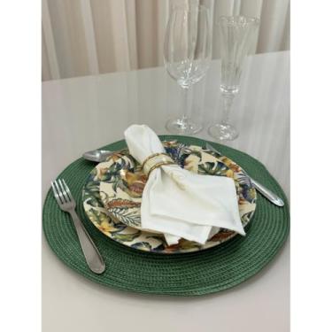 Imagem de Jogo Americano Mesa Posta Impermeável Redondo ou Retangular para Jantar e Eventos – Kit 4 ou 6 Lugares Decorativo Luxo (2. Verde Medio,4 Unidades)