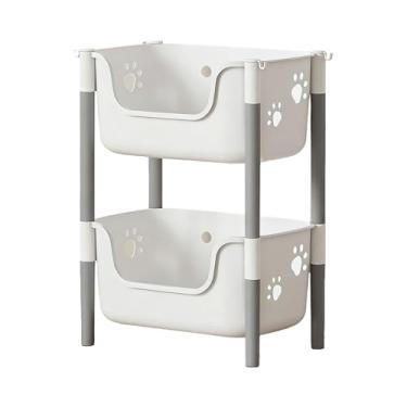 Imagem de SUNGOOYUE Caixas de Armazenamento Empilháveis, Organizador de Brinquedos de 2 Camadas Com Bordas Arredondadas, Organizador de Gaveta de Armazenamento Com Design que Economiza (2 camadas branco cinza