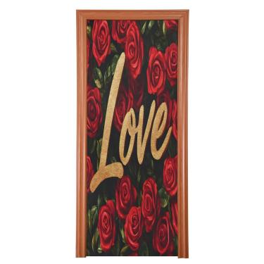 Imagem de ATTX Capa para porta da frente do dia dos namorados - decoração de férias de tecido elástico lavável para festas, casa, decoração de porta da frente, 36 x 98 polegadas (322)