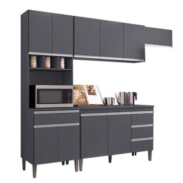 Imagem de Cozinha Com Balcão E Tampo 120 Cm Andréia Cinza Fosco - Ajl - AJL MÓVE