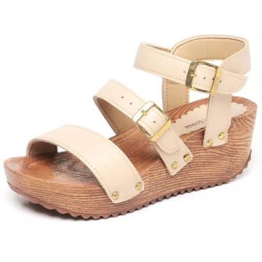 Imagem de Sandalia Feminina Plataforma Anabela Salto Tratorado Marfim - Top Shoe