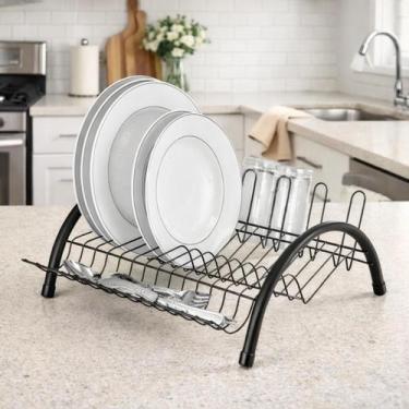 Imagem de Escorredor Louças Aço 14 Pratos 5 Copos Porta Talheres Organizador Sec