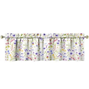 Imagem de Tapesb Saia de cozinha com flores florais engraçadas pequenas cortinas de janela sobre a pia essenciais para decoração de cozinha, quarto, lavanderia, 46 x 137 cm