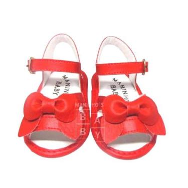 Imagem de Sandalia de Bebe Infantil Menina Laço Vermelho Manozinhos Baby Ref.S06