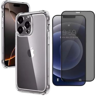 Imagem de Capa iPhone 14 Pro Max Capinha De Silicone Transparente Case Anti Impacto + Pelicula iPhone 14 Pro Max Vidro De Privacidade Anti Espião Spy [ KIT DE PROTEÇÃO COMPLETA - GL CASES ]