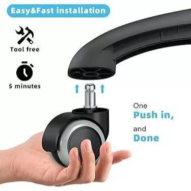 Imagem de Kit 10 Rodinhas Cadeira de Escritório ou Gamer Silicone AntiRisco e Ru