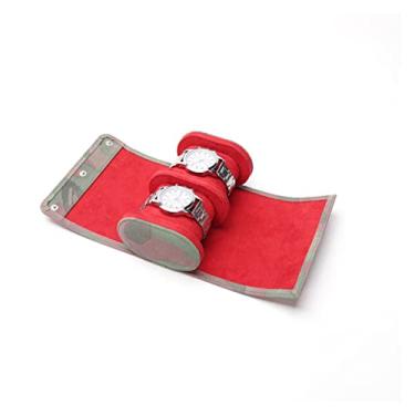 Imagem de HHHJQFAAT Caixa de relógio caixa de exibição de couro PU organizador de armazenamento de joias de viagem (cor: estilo 3, tamanho: tamanho único) (estilo 2 tamanho único)