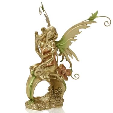 Imagem de FOLKOR LIFE Estátua de fada de resina para decoração de casa, escultura de fada graciosa pintada à mão para sala de estar, quarto, decoração de escritório, presente atencioso para mulheres, meninas