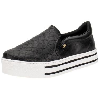Imagem de Tênis feminino slip on via marte 010023, Preto, Branco, 37