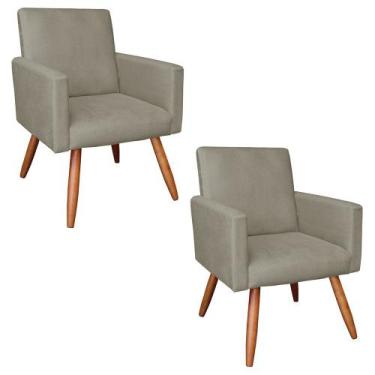 Imagem de Kit 02 Poltronas Larissa Suede Pés Palito Castanho D'Rossi - DRossi, M