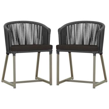 Imagem de 2 Cadeiras De Jantar Noronha Fendi Corda Náutica E9 Trama Preto