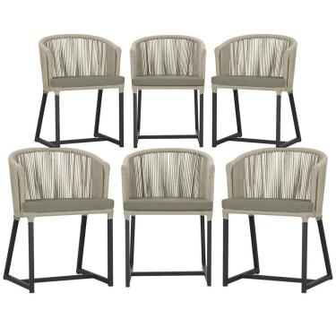 Imagem de 6 Cadeiras De Jantar área Noronha Preta E8 Trama  Rami