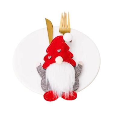 Imagem de Suporte Para Talheres De Natal Em Forma De Gnomo Papai Noel, Bolsa Par