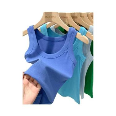 Imagem de Camiseta Sem Mangas Feminina De Gola Redonda Em Malha Lisa, Básica E E