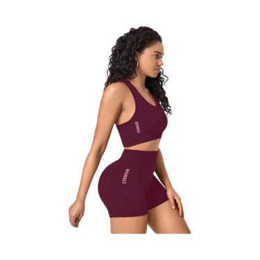 Imagem de Conjunto De Yoga Sem Costura Para Mulheres, Top De Suporte E Shorts, R