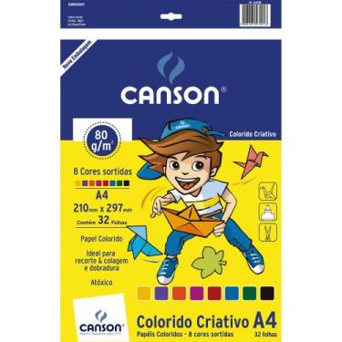 Imagem de Bloco Canson Linha Escolar Criativo 80g 32 Folhas 8 Cores A4
