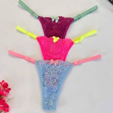 Imagem de Kit 3 Calcinhas De Regulagem Fio Dental Bicolor Sexy - Like4you, Único