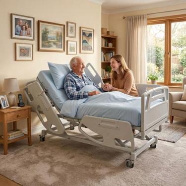 Imagem de Cama Hospitalar Elétrica Motorizada 8 Movimentos Luxo Com Elevação De 