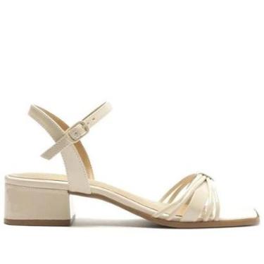 Imagem de Sandália Anacapri Tiras Verniz Salto Bloco Branca Branco-Feminino