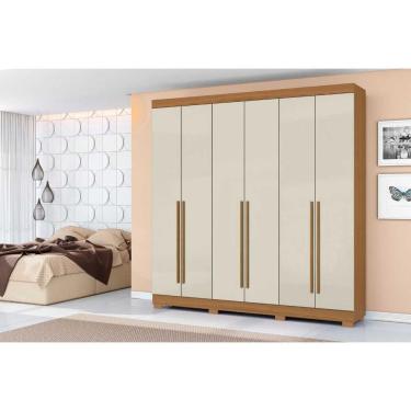 Imagem de Roupeiro Livorno 6 Portas 2 Gavetas - Cinamomo Areia - Aramóveis