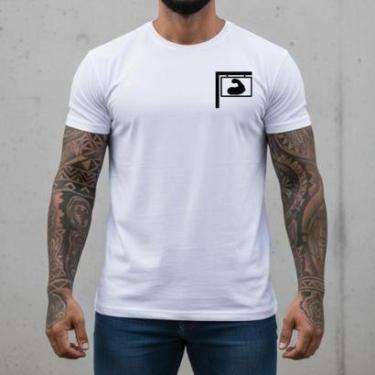 Imagem de Camiseta Masculina Customizada Premium Algodão Penteado Branca Camisa Exclusiva Treino Academia-Masculino