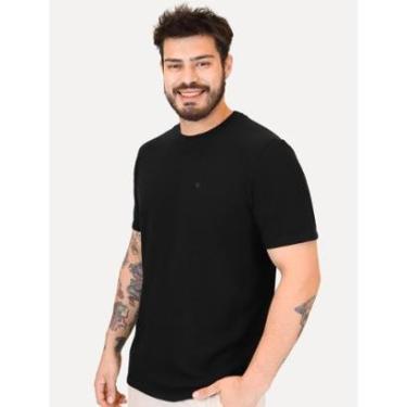 Imagem de Camiseta Calvin Klein Jeans Masculina Gola Dupla CK Logo Preta-Masculino