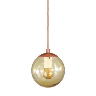Imagem de Pendente Globo Esfera De Vidro âmbar 14cm - Bronze - Trybo Design