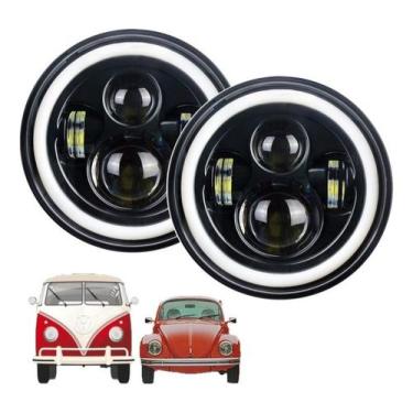Imagem de Kit 2 Farol Angel Eyes Defender Led Jeep Troller Fusca Kombi - CSSTORE