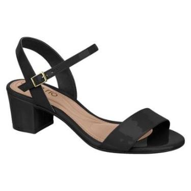 Imagem de Sandália Feminina Beira Rio Salto Medio Grosso Com Fivela Conforto Verniz Brilho Festa...