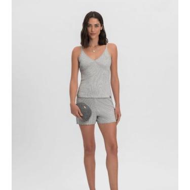 Imagem de Pijama Curto Feminino Mensageiro Dos Sonhos Cinza, M, Cinza