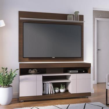 Imagem de Conjunto Rack Bancada Yara com Painel Maia para TV até 55" Nogueira Real Off White...