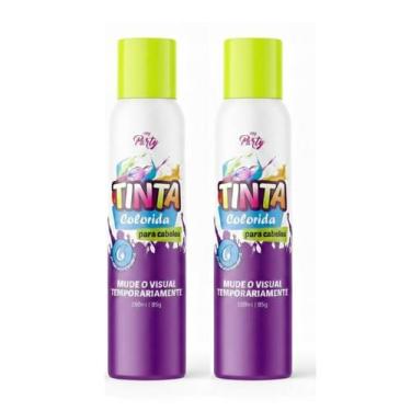 Imagem de Kit 2 Tinta Spray Temp Cabelo Maluco Carnaval Amarelo Neon - My Party