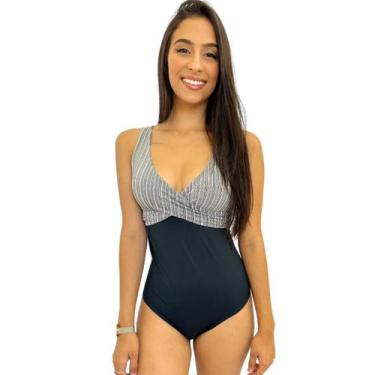 Imagem de Maiô Feminino Estampado Afina Silhueta Bojo Aumenta Seio - HYPE MODAS,