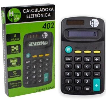 Imagem de Calculadora eletronica 8 digitos de bolso a pilha / solar 11,4x6,5cm -