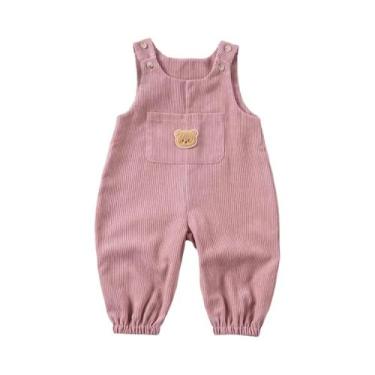Imagem de Macacão Jeans Para Bebês Meninos E Meninas Com Estampa De Urso Fofo E 