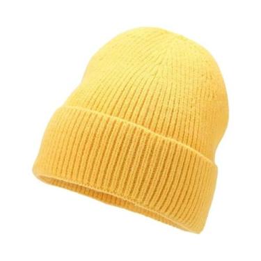 Imagem de Gorro Unissex Quente De Malha Elástica Em Cor Sólida Para Uso Diário N