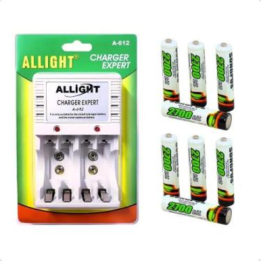 Imagem de Kit 8 Pilhas 3a Palito + Carregador De Pilhas Rápido Bivolt - Congratu