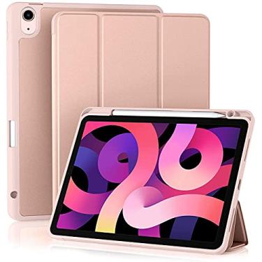 Imagem de Capa de 10,9 polegadas para iPad Air 5 lançado em 2022 (A2591 A2589) / iPad Air 4 lançado em 2022 (A2072/A2316/A2324/A2325) com suporte triplo à prova d'água com despertar/hibernar automático (Pink)