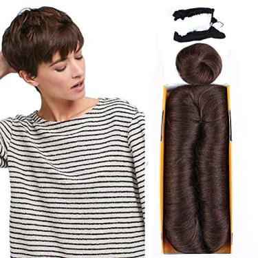 Imagem de Mayloss 28 peças de extensões de cabelo humano com fecho superior não processado brasileiro encaracolado brasileiro curto trançado ondulado (7,62 cm 10,16 cm 12,7 cm comprimento misto 100 g/pçs 4# cor)