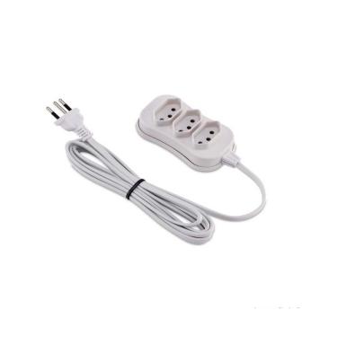 Imagem de Extensão 3 tomadas Slim tripolar 5 metros bivolt- Branco