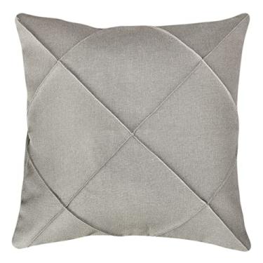 Imagem de Capa Almofada Rústica Linho Bege Crú Costura Drapeada 55x55