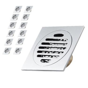 Imagem de Ralo Inteligente Anti Odor 10X10 Kit 10 Unidades Insetos Aço Inox Banheiro Casa Lavabo