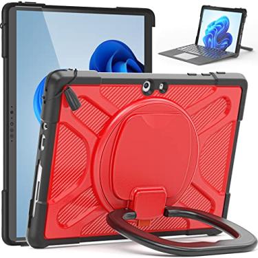 Imagem de LVSHANG Capa para tablet de corpo inteiro à prova de choque suporte capa protetora robusta para Microsoft Surface GO 1/2/3 compatível com teclado tipo capa, capa para tablet Surface GO1/2/3 (cor: vermelho)