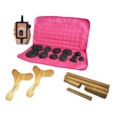 Imagem de Kit Para Massagem Com Pedras Quentes, Bambus E Pantalas - Novabelleza