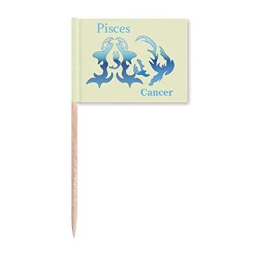 Imagem de Par de bandeiras de palito de dente de constelação de câncer de Peixes para decoração de festa