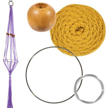 Imagem de Craft County Kits de cabide de plantas de macramé – Cordão de 4 mm – Faz cabide de plantas longo de 106 cm (ouro)