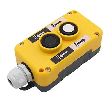 Imagem de Homyl Interruptor de botão de pressão de guindaste, COP-2B 2 maneiras pendentes de controle de estação de controle de pingente, interruptores de botão (Amarelo)