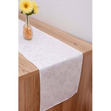 Imagem de Kit 2 Caminho Trilho Mesa Tecido Jacquard Branco 1,40x0,40